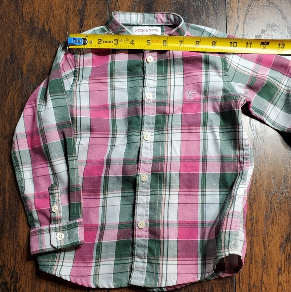 Neck & Neck set of 3 button down shirt sz 2T Pink, White, and Green plaid - Picture 5 of 16